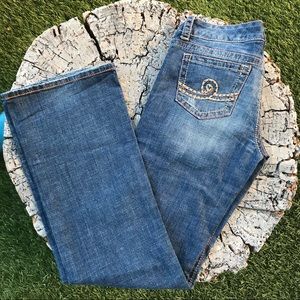 SEVEN 7 Boot Cut Distressed Chunky Seam Jeans